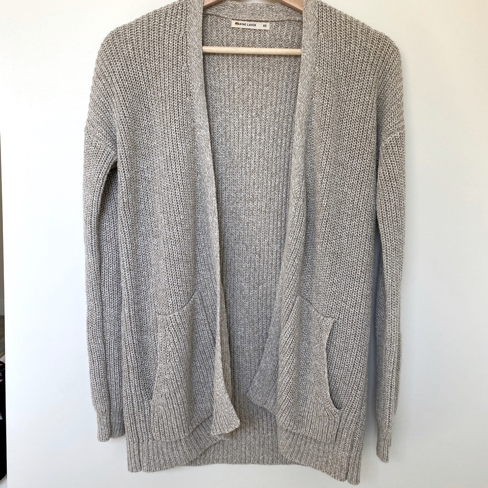 Marine Layer Linen Open Knit Cardigan XS